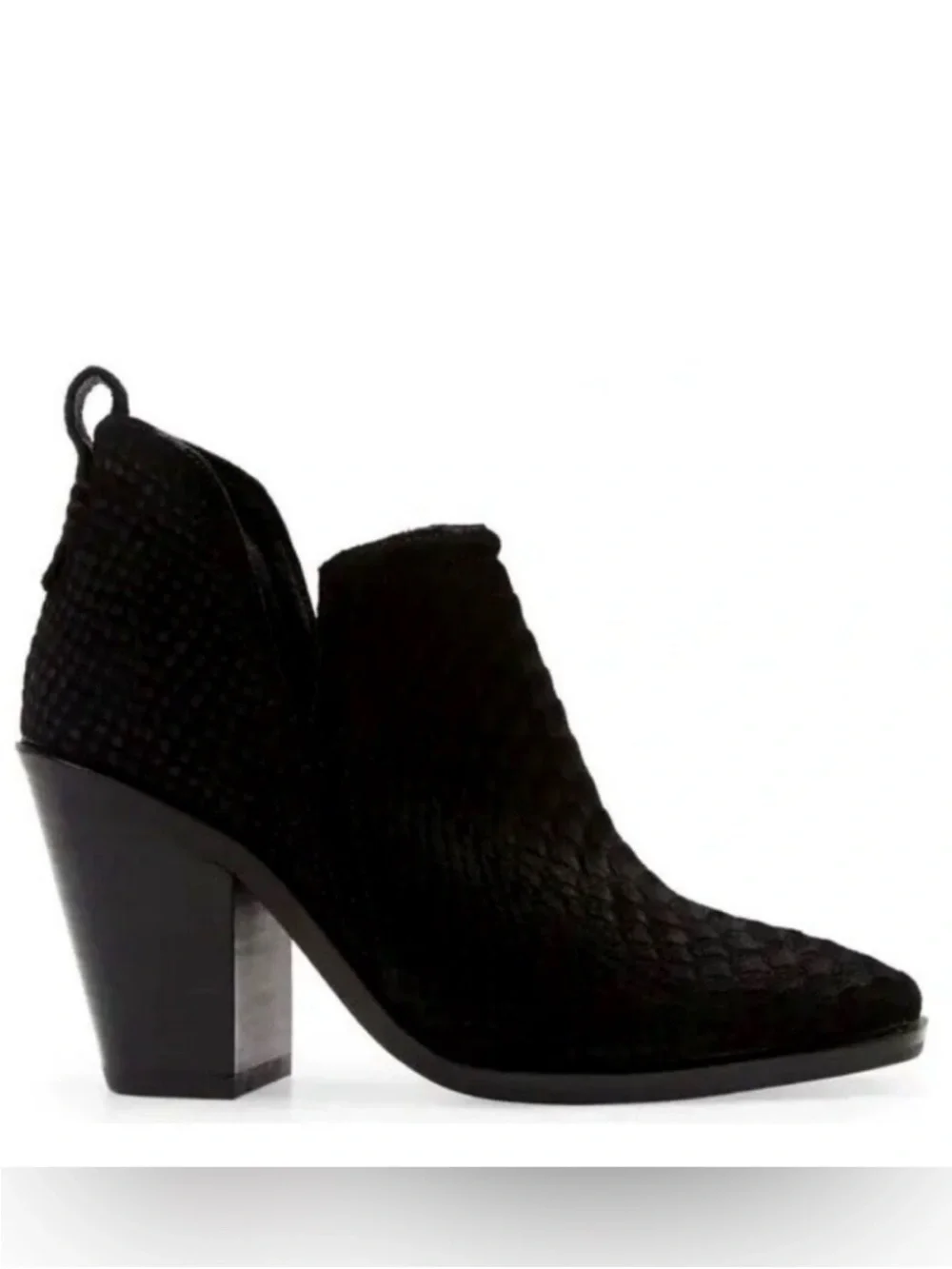 Jeffrey Campbell Rowlan Snakeskin Embossed Leather Bootie Ankle Boots Black